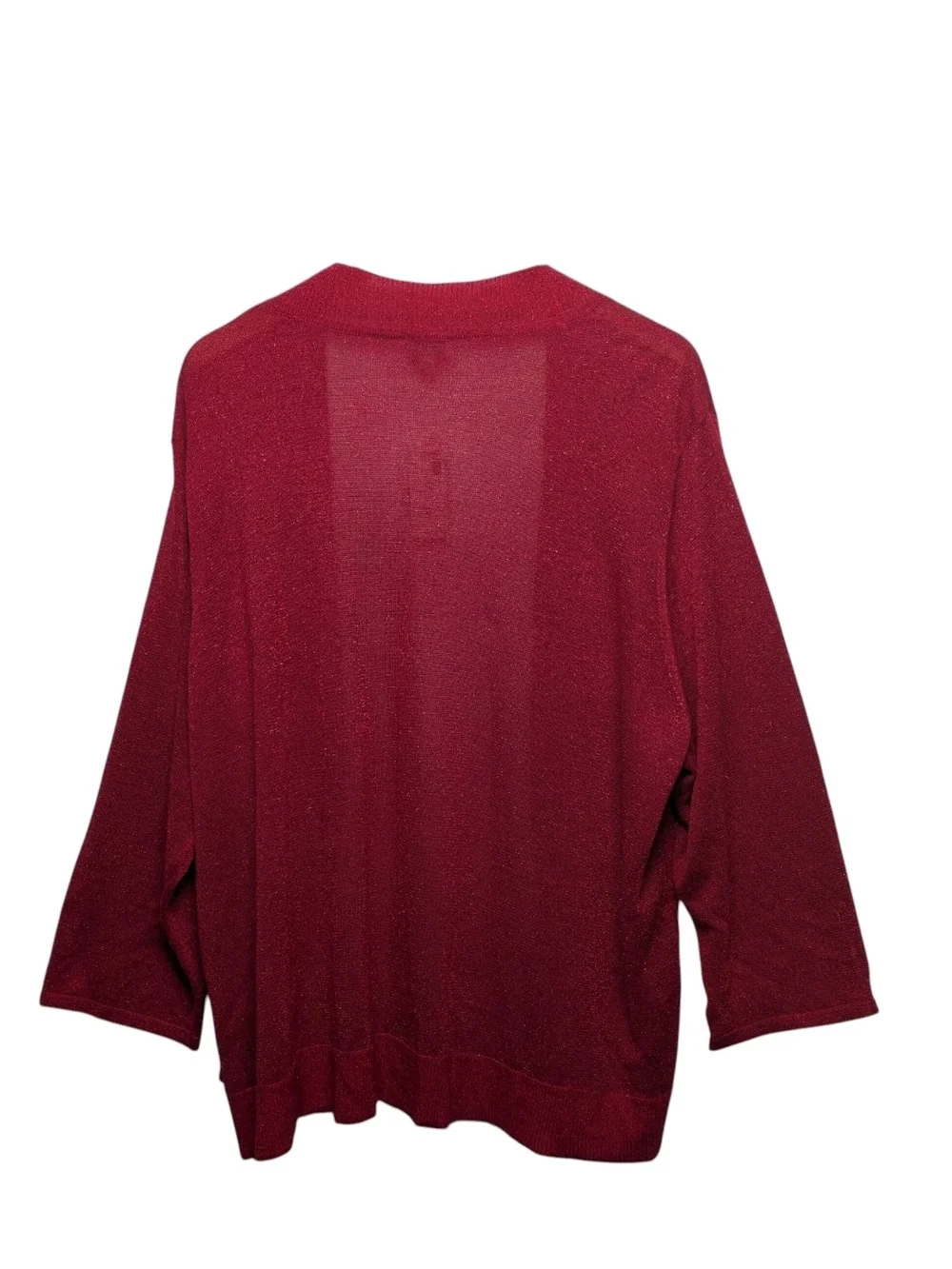 Avenue Red Sparkle Metallic Cardigan Open Front New NWT 26/28 3X Metallic
